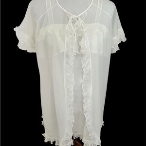 Vintage Yolanda Peignoir Negligee Gown and Robe Set - Cream- size S